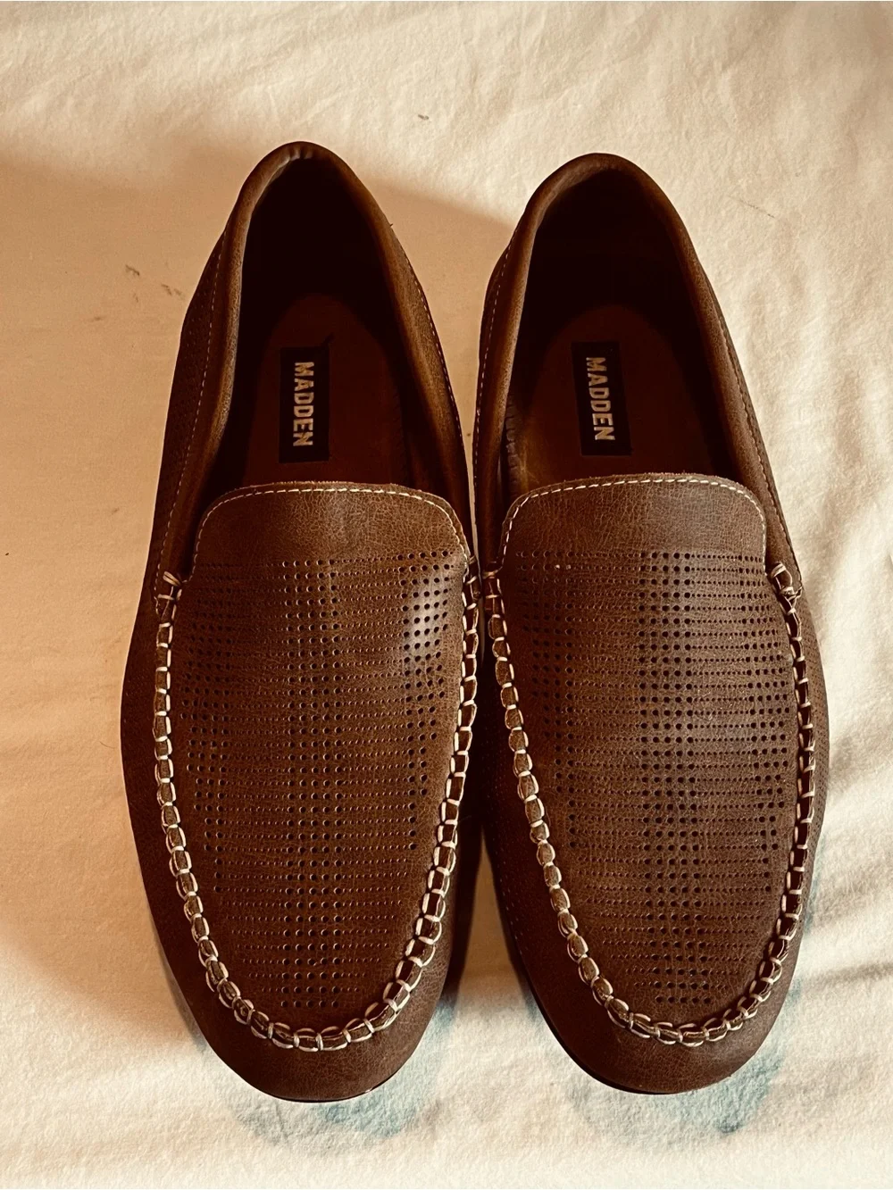 Steve Madden Men’s Brown Perforated Slip-On Loafers Size 11 Casual Comfort Shoe